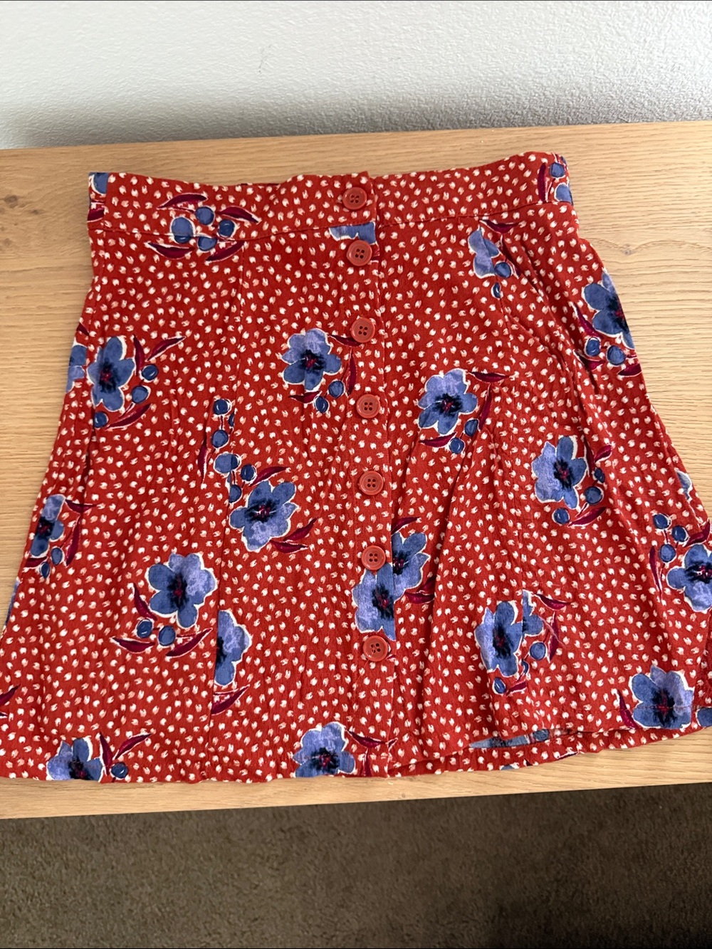 Forever 21 Red Mini Skirt with purple Floral Print